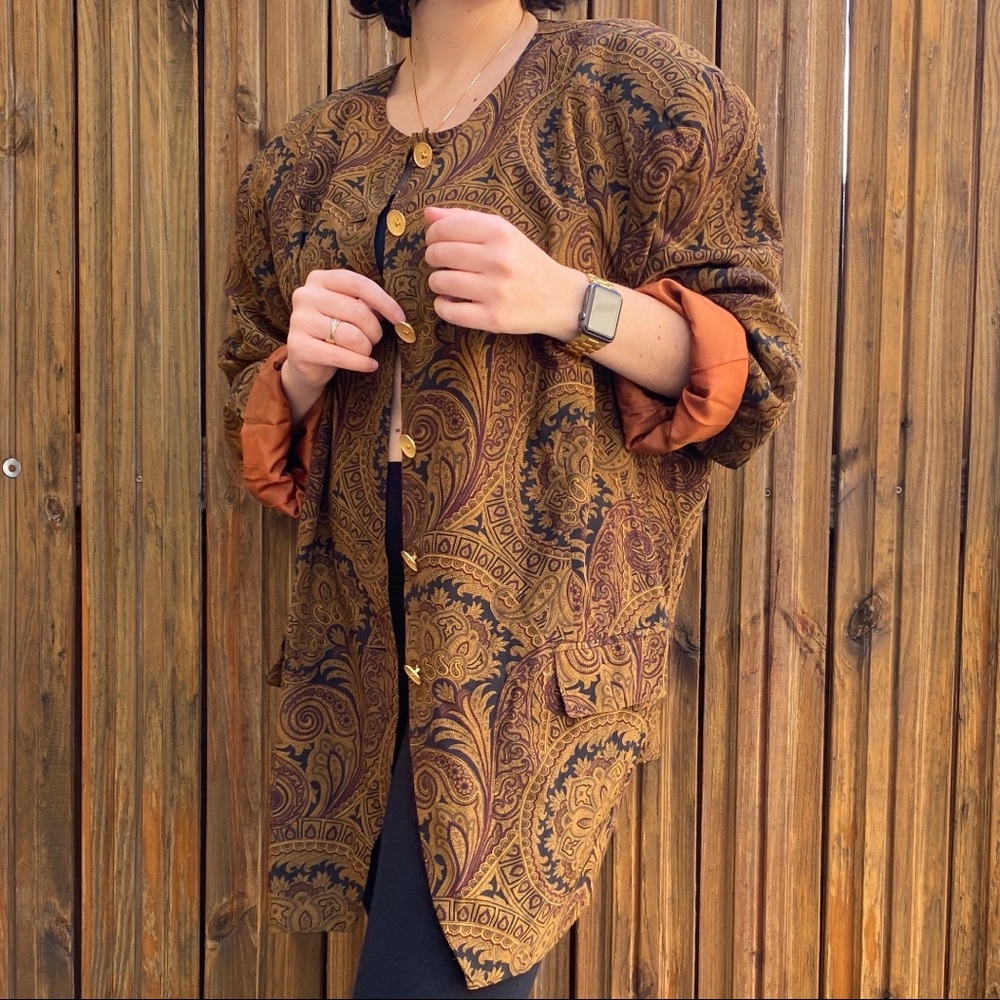 Vintage Jones NY Paisley Silk Blazer XXL-XXXL - Picture 2 of 4